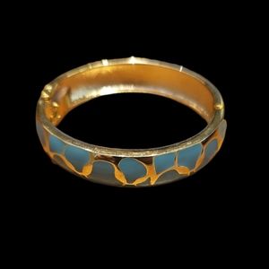Turquoise Color Enamel Gold Toned Bangle Bracelet.